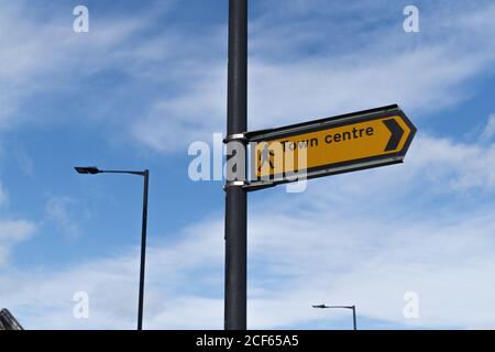 Town Centre direction sign Stock Photo