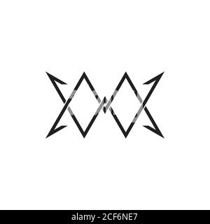 letter mw arrow thin line geometric logo vector Stock Vector