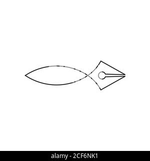 thin line pen writer art education vector Stock Vector