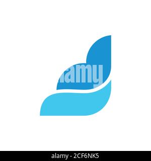 abstract letter blue waves curves logo vector Stock Vector