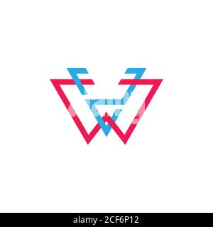 letter vw linked colorful logo vector Stock Vector