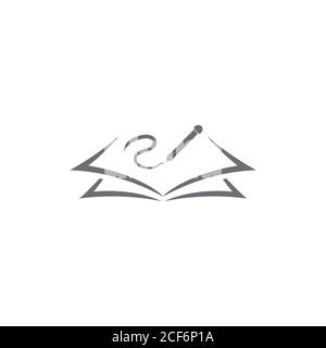 book and pen writer symbol education vector Stock Vector