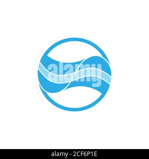 blue wavy stripes design logo vector Stock Vector