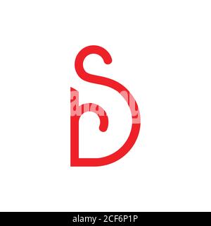 letters sd simple curves line loop design logo Stock Vector