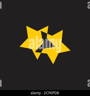 linked geometric two star symbol logo vector Stock Vector