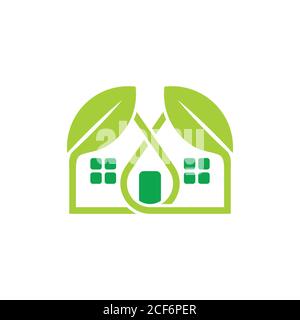 simple linked leaf home shape logo vector Stock Vector
