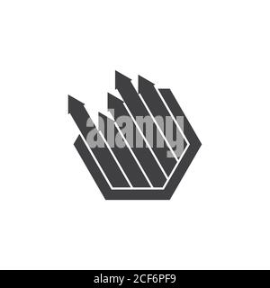 hexagonal arrow up geometric chart symbol logo vector Stock Vector