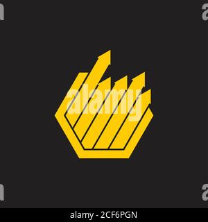 hexagonal arrow up geometric chart symbol logo vector Stock Vector