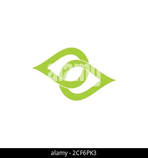 linked green leaf unique logo vector Stock Vector