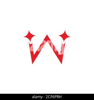 letter w simple geometric shine stars symbol logo vector Stock Vector