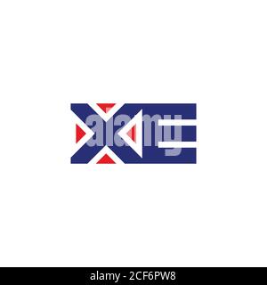 letter xe focus target arrow simple geometric symbol logo vector Stock Vector