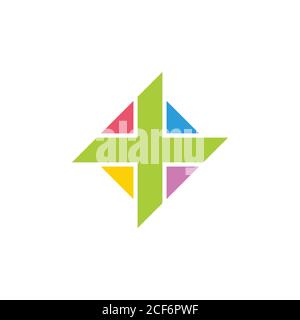 green plus medical colorful geometric logo vector Stock Vector