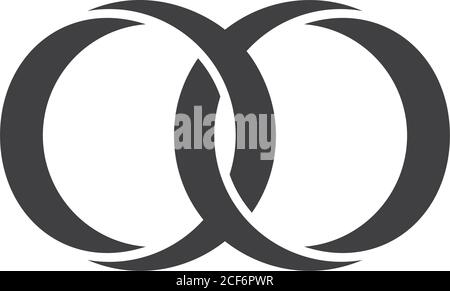 linked circle 3d ring flat symbol logo vector Stock Vector
