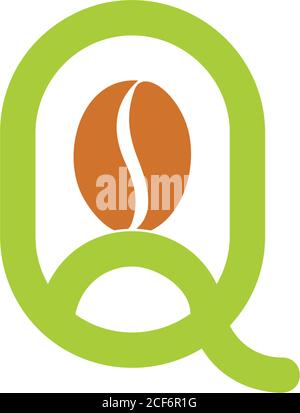letter q simple lines coffee bean logo vector Stock Vector