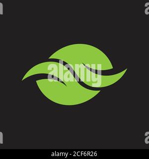 linked geometric leaf curves logo vector Stock Vector