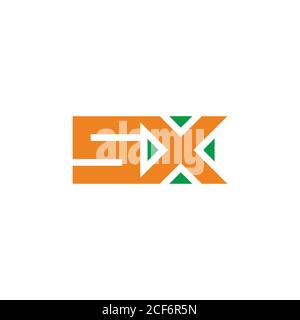 letter sx square geometric focus arrows symbol logo vector Stock Vector