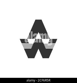 letter aw stripes geometric logo vector Stock Vector
