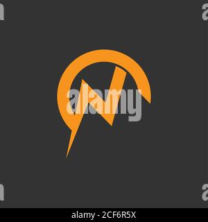 letter n thunder shape geometric logo vector Stock Vector