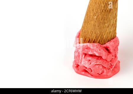 Dropped melting ice cream cone Stock Photo