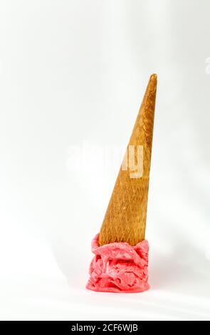 Dropped melting ice cream cone Stock Photo