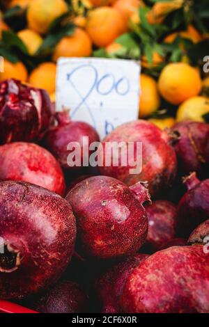 street market of assortment of fresh fruits and vegetables Stock Photo