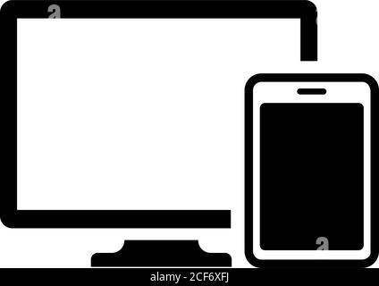 PC, smartphone (digital devices) flat vector icon illustration Stock Vector