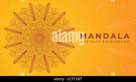 Luxury Mandala Art Vector Illustration. Abstract Background Design Template. Beautiful Outline Design Style. Orange Maroon Color Theme Stock Vector