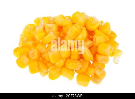 Daily food product - small marinated  sweet corn heap. Isolated   on white studio macro Stock Photo