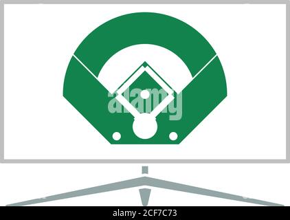 Baseball Tv Translation Icon. Flat Color Design. Vector Illustration. Stock Vector