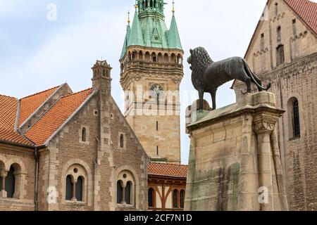 Historical castle, bell tower, cathedral and city symbol of Braunschweig Stock Photo