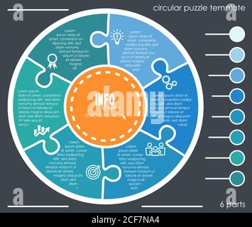 EPS 10 vector file for business info graphic template designs, team work concepts and data information with six process options Stock Vector