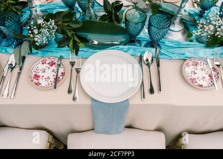 Wedding banquet table decoration Stock Photo