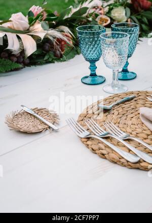 Simple And Elegant Wedding Or Festive Table Setting Stock Photo Alamy