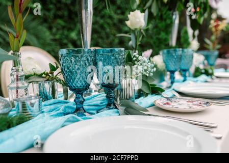 Wedding banquet table decoration Stock Photo