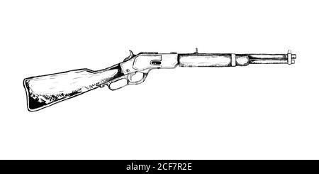 riffle long for wild west icon sketch hand drawn illustration isolated with white background Stock Vector