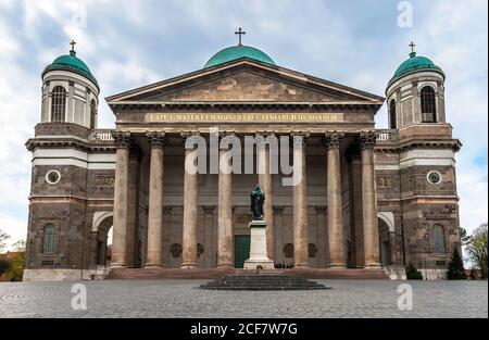 Visiting The Primatial Basilica of the Blessed Virgin Mary Assumed Into Heaven and St Adalbert, also known as the Esztergom Basilica Stock Photo