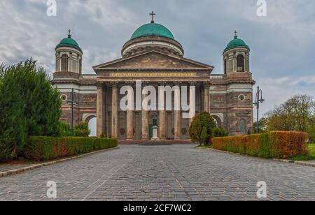 Visiting The Primatial Basilica of the Blessed Virgin Mary Assumed Into Heaven and St Adalbert, also known as the Esztergom Basilica Stock Photo