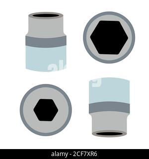 Socket Wrench. Ratchet used to unwind or tighten nuts and bolts are on the white background. ratchet hand tools. Vector illustration. Stock Vector