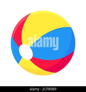Bouncing beach ball flat style design vector illustration icon sign isolated on white background. Stock Vector