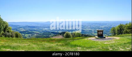 France, Saone et Loire, Regional Natural Park of Morvan, Mont Beuvray, Saint Leger sous Beuvray, Bibracte oppidum on the Mont Beuvray, orientation tab Stock Photo