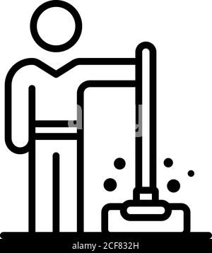 Wash floor disinfection icon, outline style Stock Vector