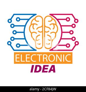 Electronic Ideas. The human brain and the circuit Board. Editable vector illustration for website, booklet, project, and creative design. Stock image Stock Vector