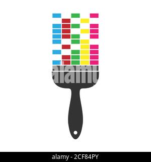 Brush and paint. Flat-style icon for a website or app, logo, or logo. Stock image isolated on a white background. Stock Vector