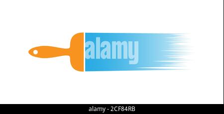 Brush and paint. Flat-style icon for a website or app, logo, or logo. Stock image isolated on a white background. Stock Vector