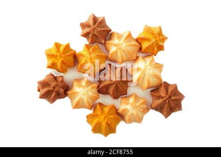 Shortbread cookies of different shapes with stuffing and without isolated on white background Stock Photo