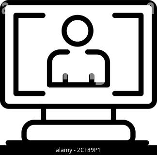 Online video chat icon, outline style Stock Vector
