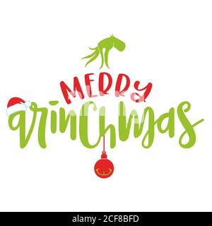 Do not be a Grinch - Calligraphy phrase for Christmas. Hand drawn lettering for Xmas greetings