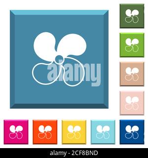 Car fan level 2 white icons on edged square buttons in various trendy colors Stock Vector