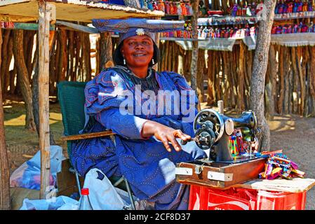 Herero woman in Namibia Stock Photo