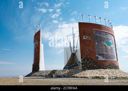 Monument of Mongol Empire in Kharkhorin (Karakorum), Mongolia. Karakorum was the capital of the Mongol Empire between 1235 and 1260. Stock Photo